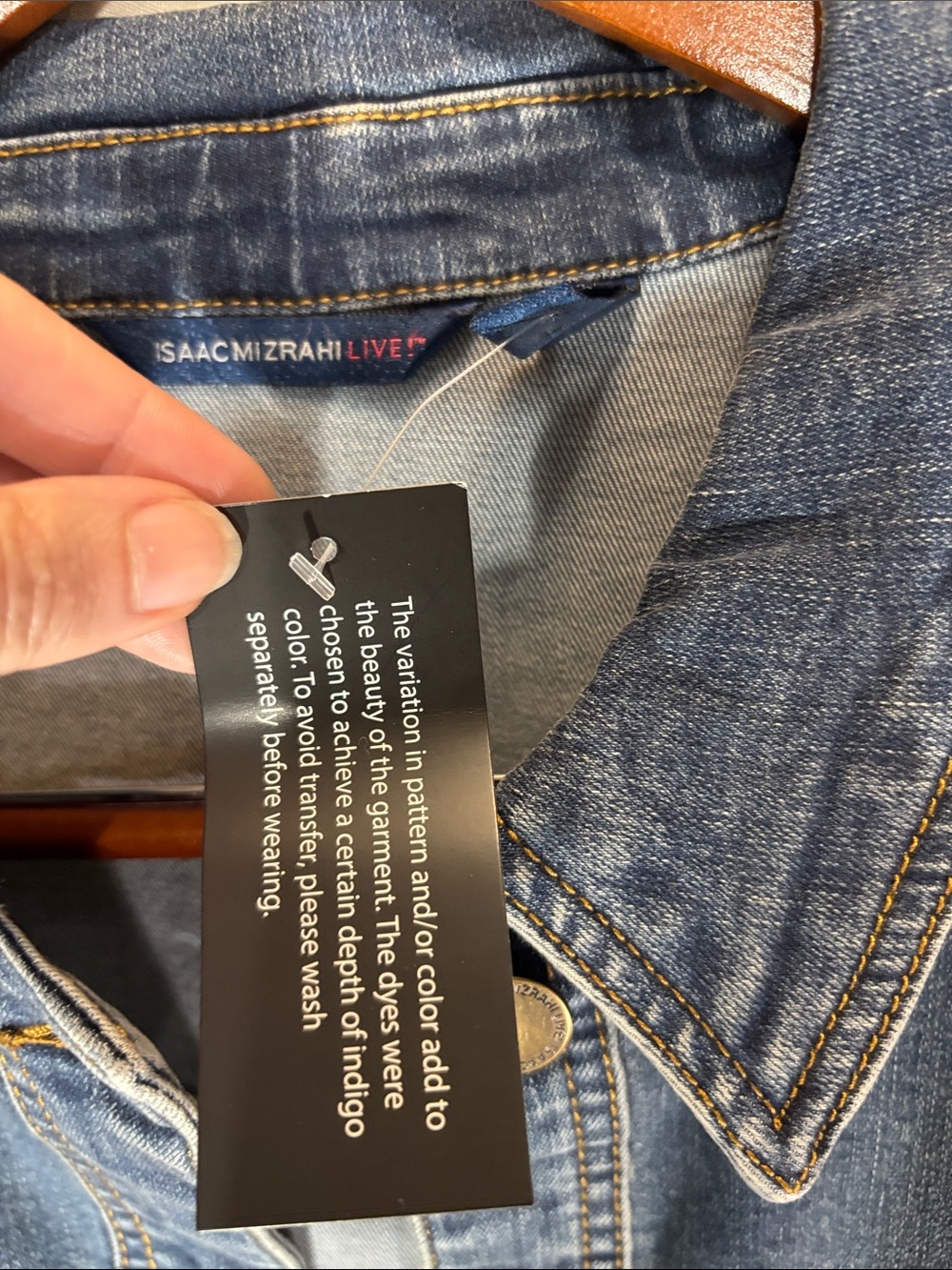 Isaac Mizrahi Dark Blue Denim Jacket with Tie Belt - Picture 3 of 10